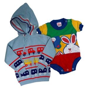 Childwise 6-9mos Lot of 2 Buster Brown Baby Blue Multi Vintage 90s USA